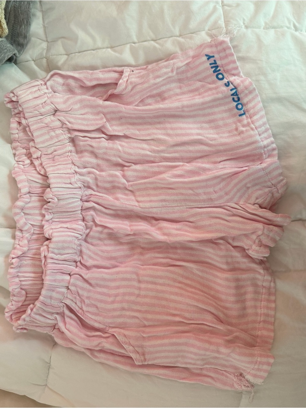 Pink & White Striped Elastic-Waist Shorts